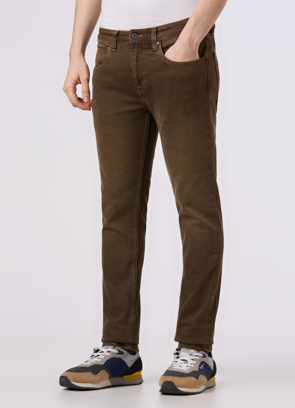 Men Brown Low Rise Slim Fit Stretchable Jeans, , large image number 3