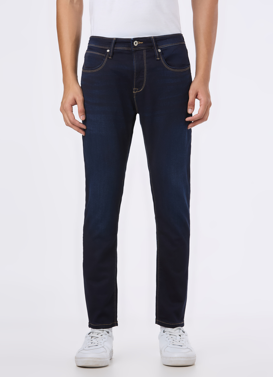 Men Blue Mid Rise Skinny Fit Gymindigo Jeans, , large image number 1