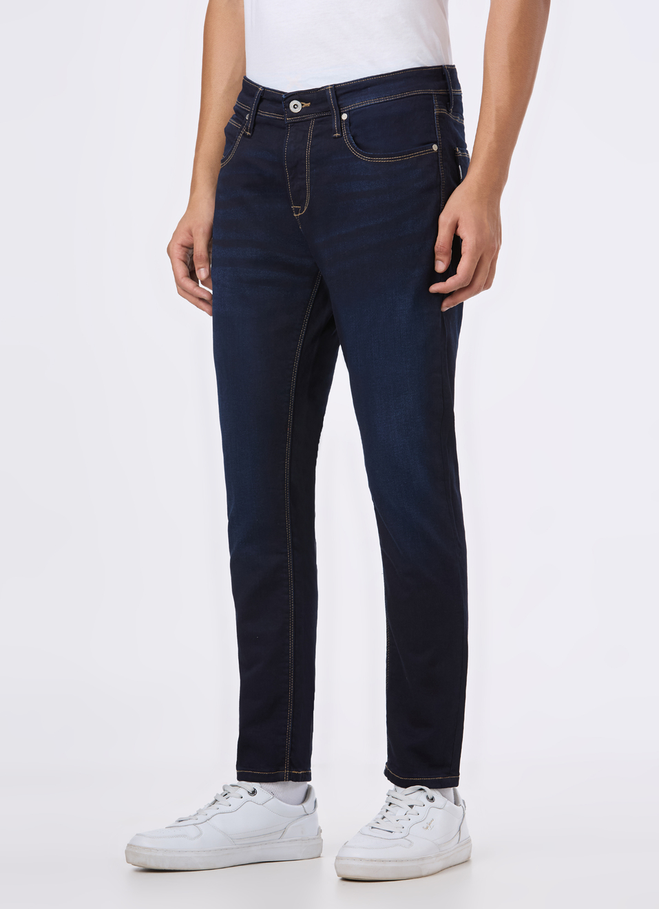 Men Blue Mid Rise Skinny Fit Gymindigo Jeans, , large image number 3