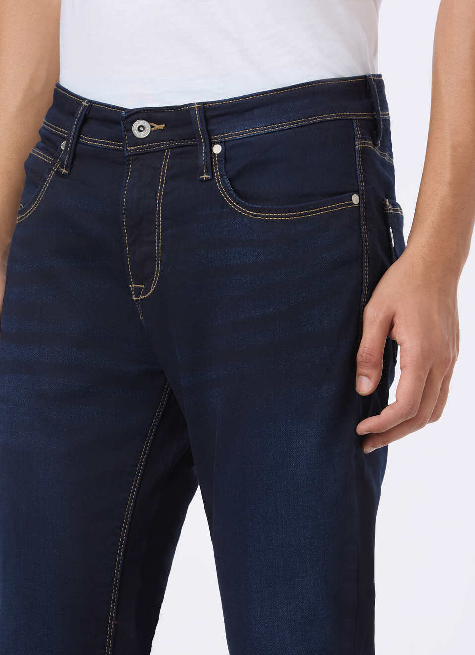 Men Blue Mid Rise Skinny Fit Gymindigo Jeans, , large image number 4