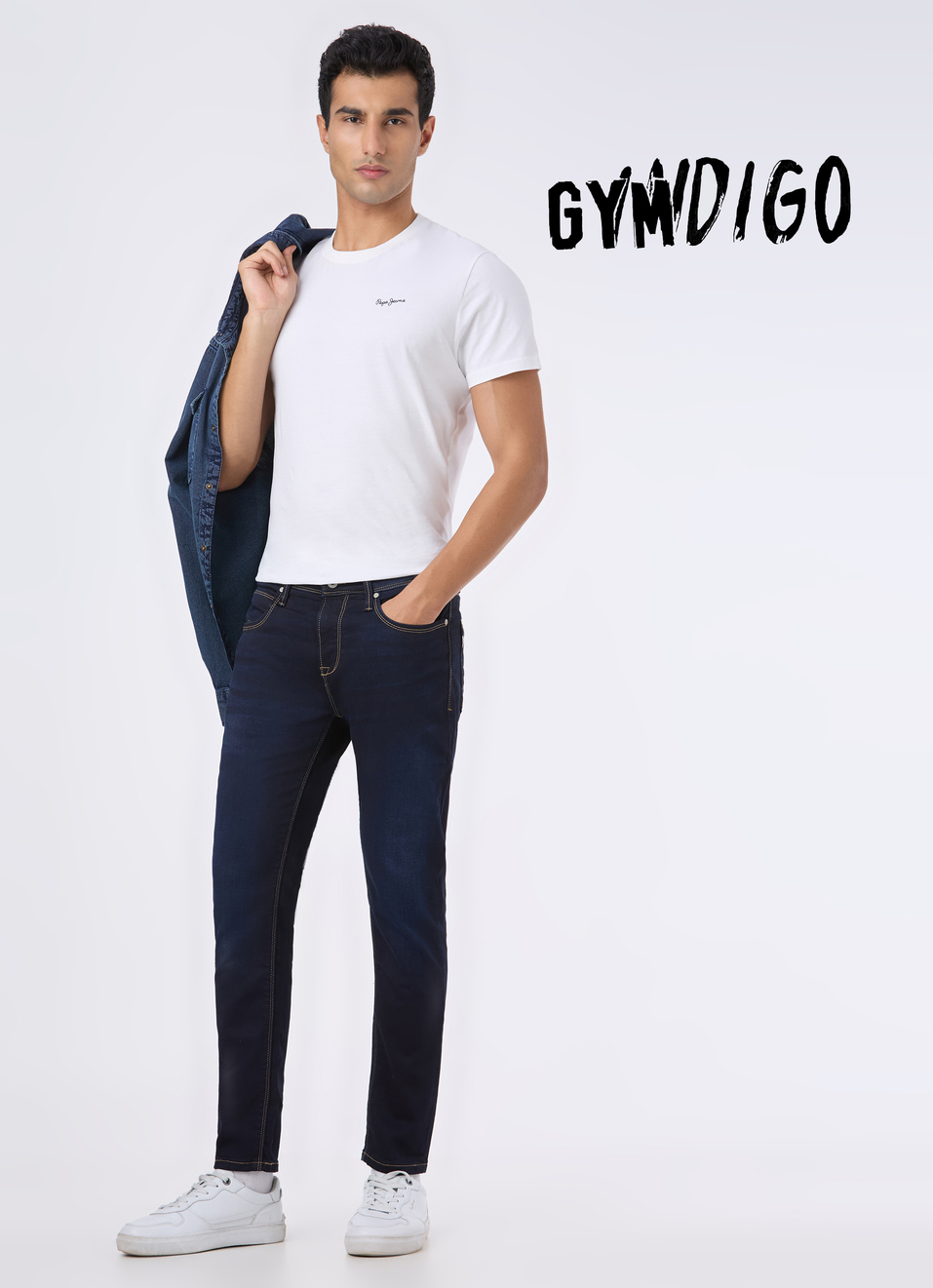 Men Blue Mid Rise Skinny Fit Gymindigo Jeans, , large image number 0