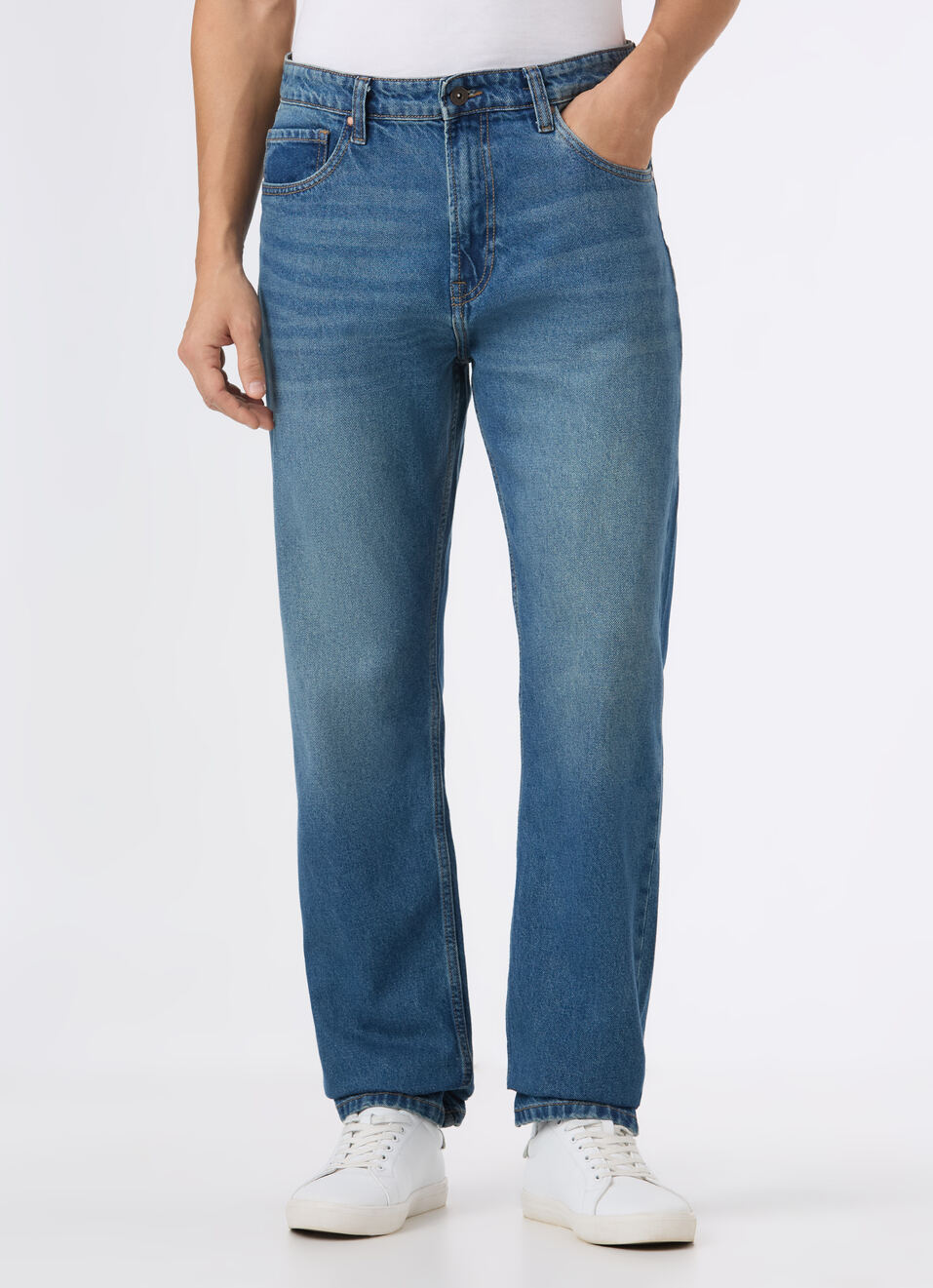 Men Blue Mid Rise Loose Fit Jeans, , large image number 1