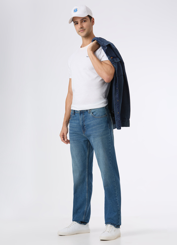 Men Blue Mid Rise Loose Fit Jeans