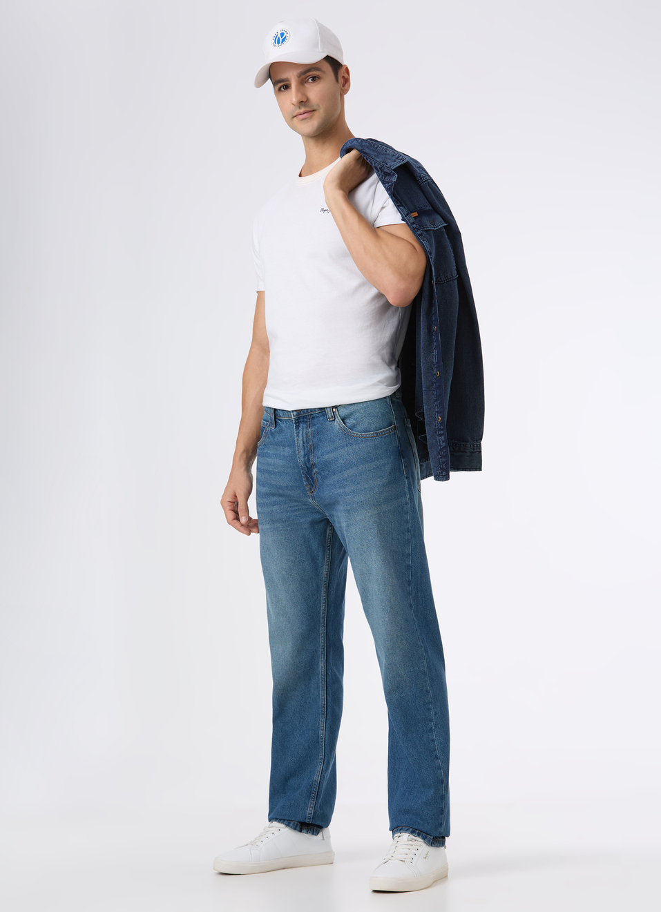 Men Blue Mid Rise Loose Fit Jeans, , large image number 0