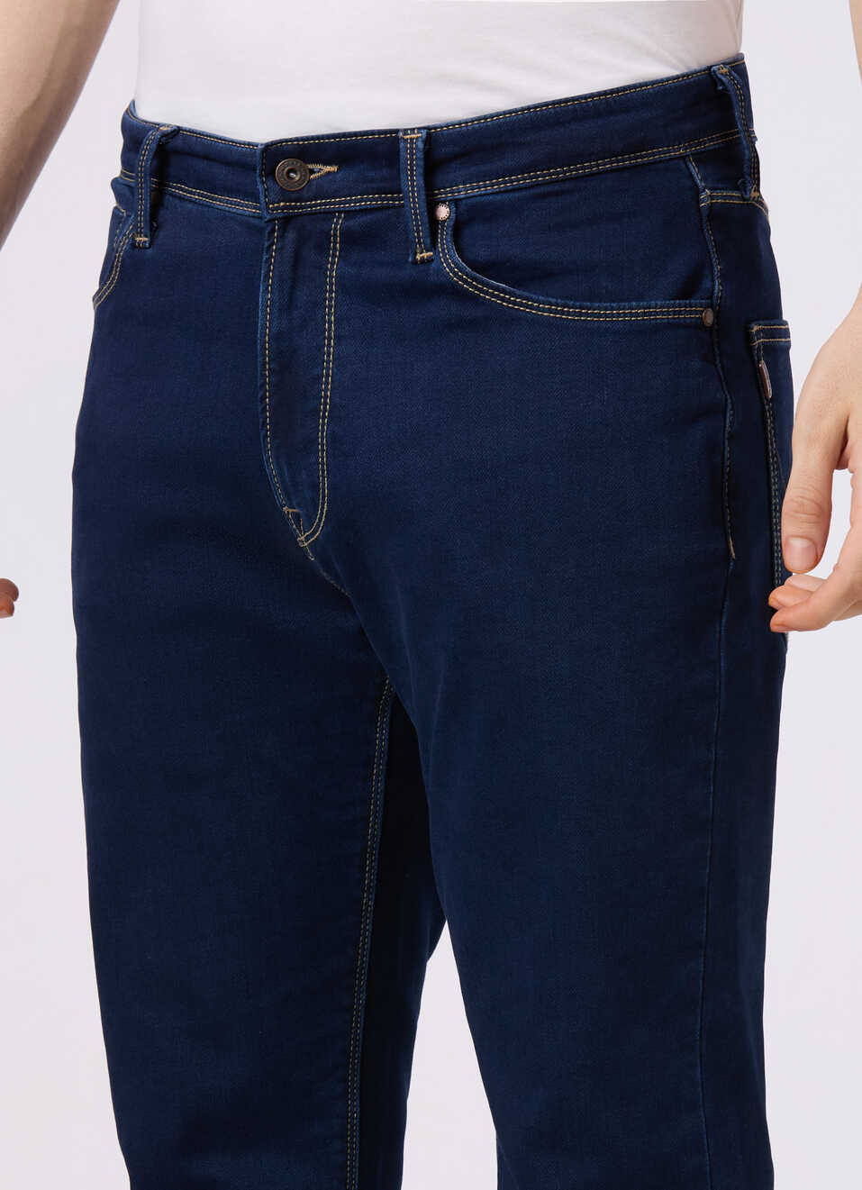 Men Blue Mid Rise Straight Fit Stretchable Jeans, , large image number 4