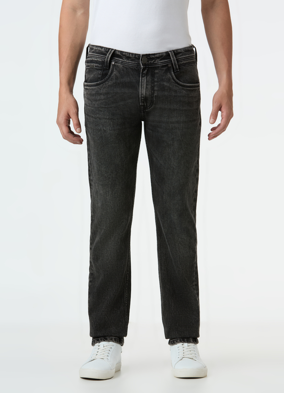 Men Grey Mid Rise Slim Fit Stretchable Jeans, , large image number 1