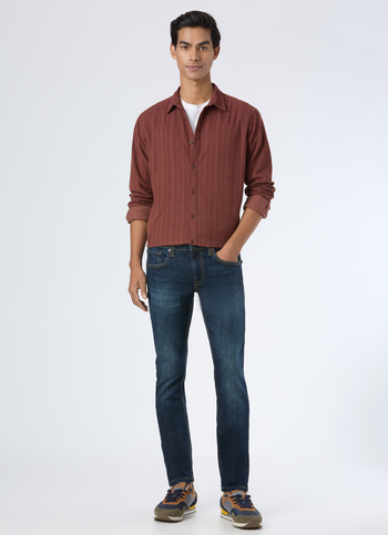 Men Dark Blue Faded Low Rise Slim Fit Stretchable Jeans