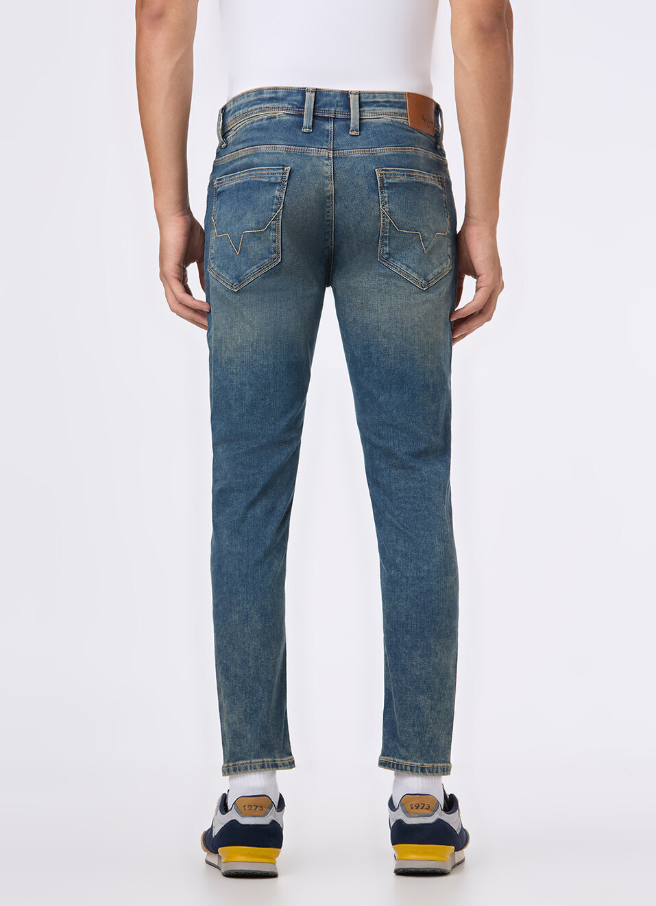 Men Blue Mid Rise Skinny Fit Powerflex Jeans, , large image number 4