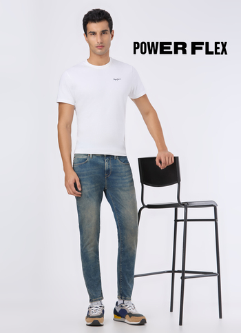Men Blue Mid Rise Skinny Fit Powerflex Jeans