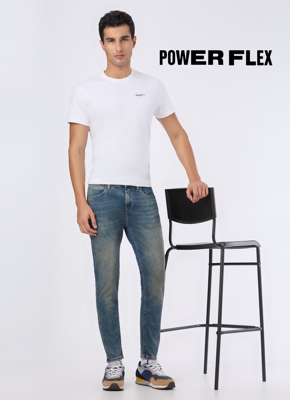 Men Blue Mid Rise Skinny Fit Powerflex Jeans, , large image number 0