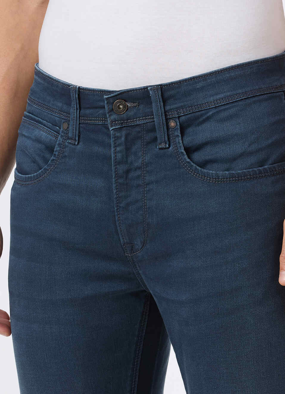 Men Blue Mid Rise Slim Fit Gymindigo Jeans, , large image number 4