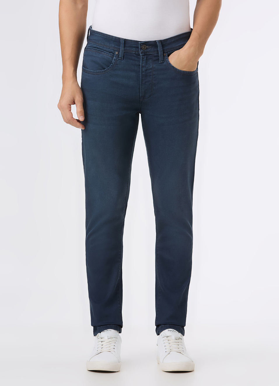 Men Blue Mid Rise Slim Fit Gymindigo Jeans, , large image number 6