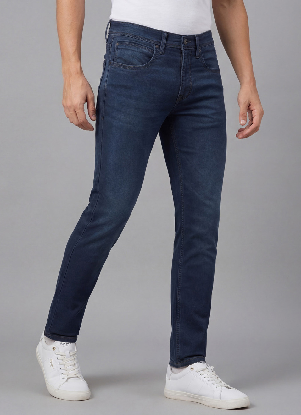 Men Blue Mid Rise Slim Fit Gymindigo Jeans, , large image number 0
