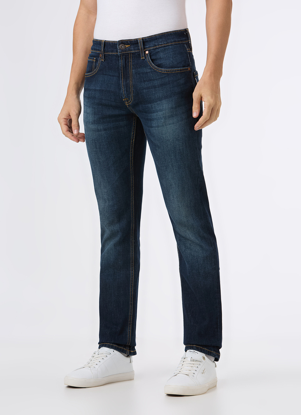 Men Blue Mid Rise Straight Fit Stretchable Jeans, , large image number 5