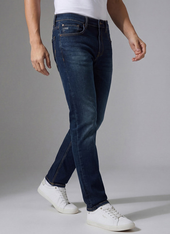 Men Blue Mid Rise Straight Fit Stretchable Jeans