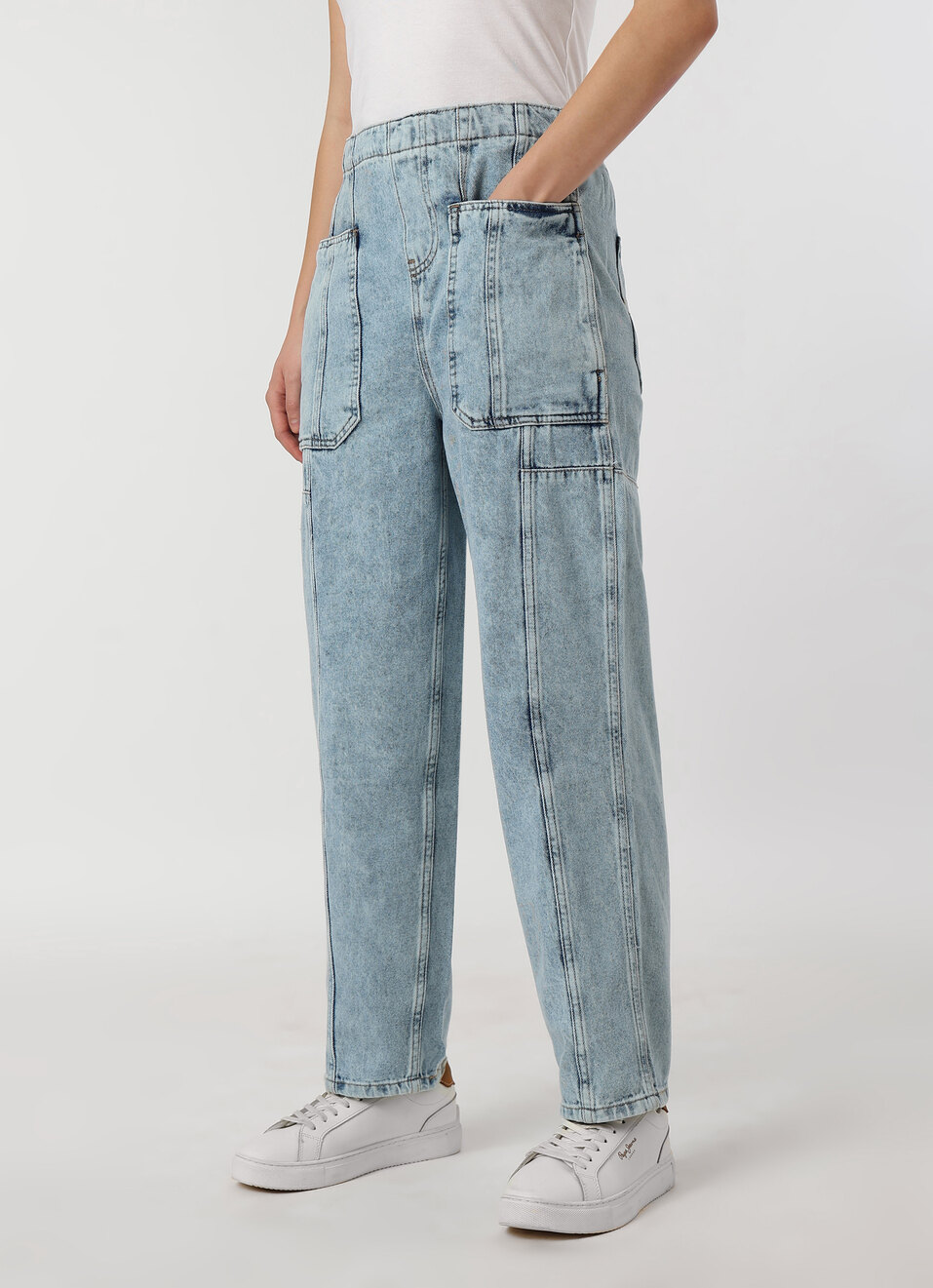 Women Light Blue High Rise Barrel Fit Jeans, , large image number 3