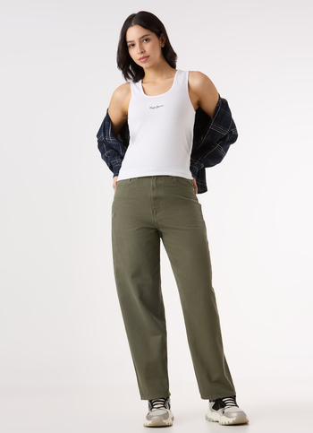 Women Green High Rise Tapered Fit Jeans