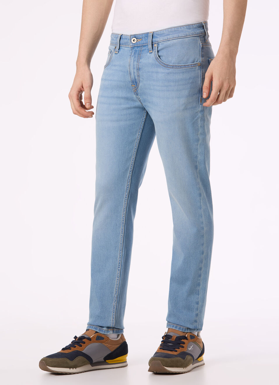 Men Light Blue Low Rise Slim Fit Tapered Stretchable Jeans, , large image number 3