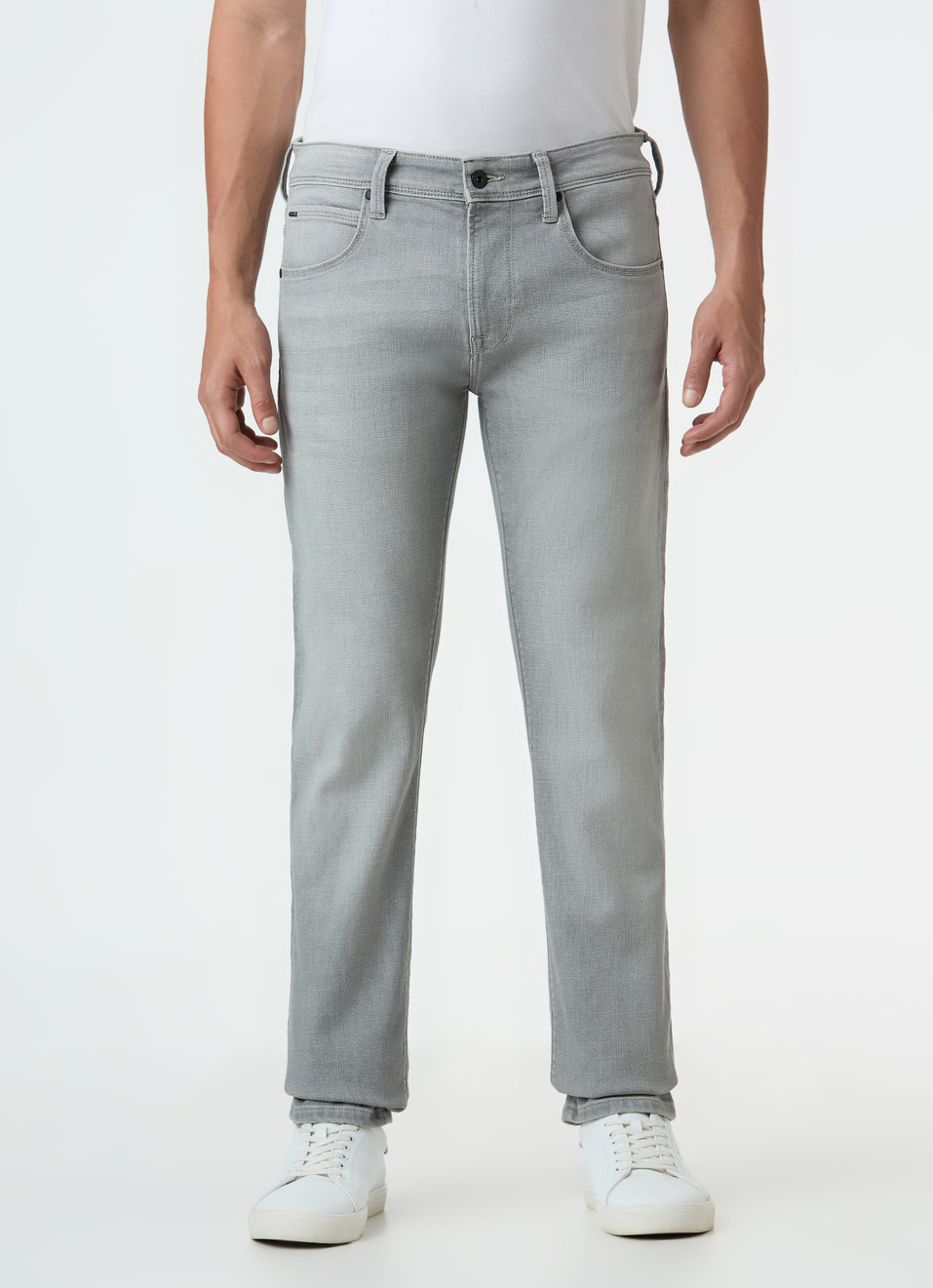 Men Grey Mid Rise Slim Fit Stretchable Jeans, , large image number 1