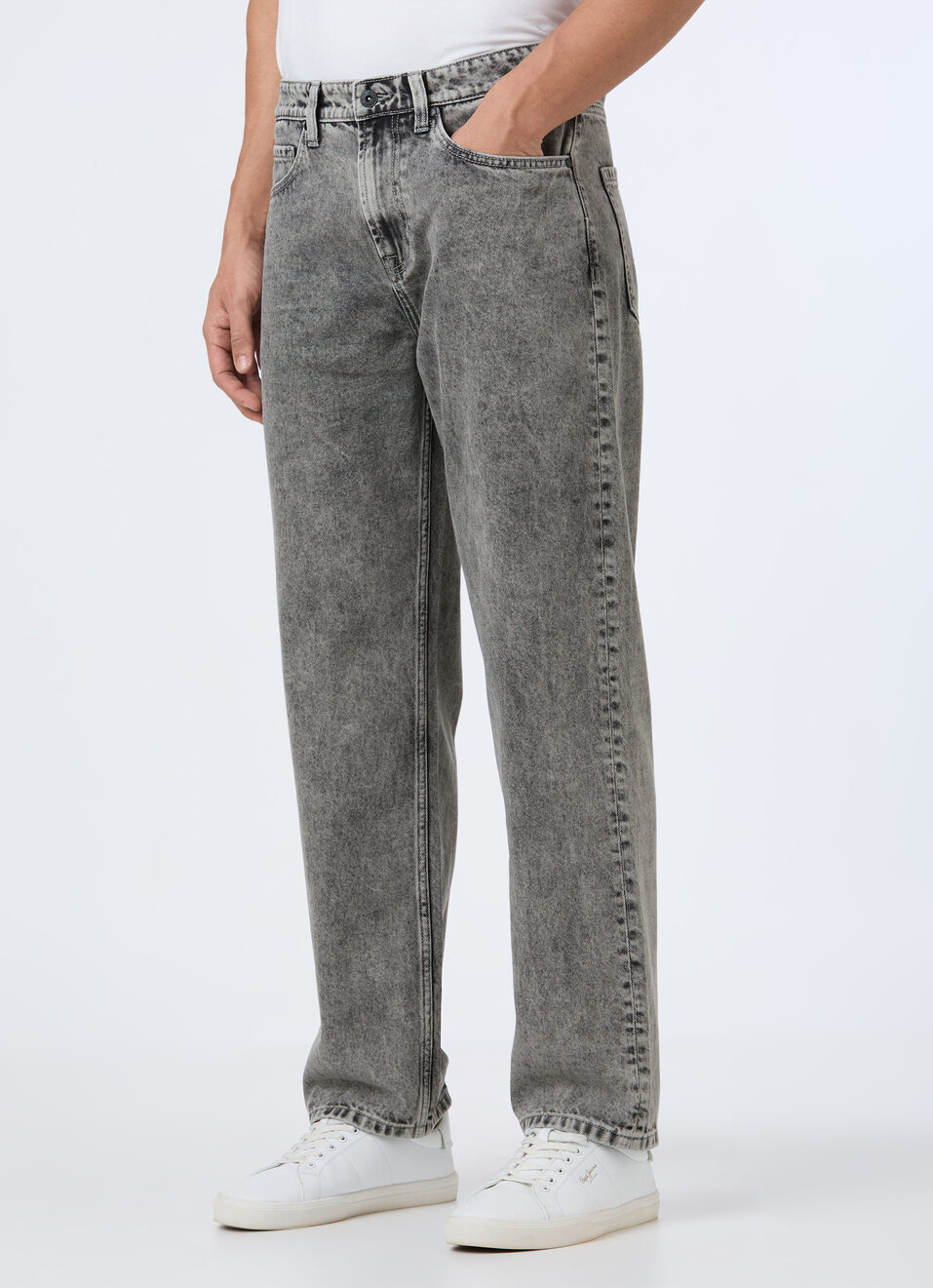 Men Grey Baggy Fit Mid Rise Tapered Jeans, , large image number 3