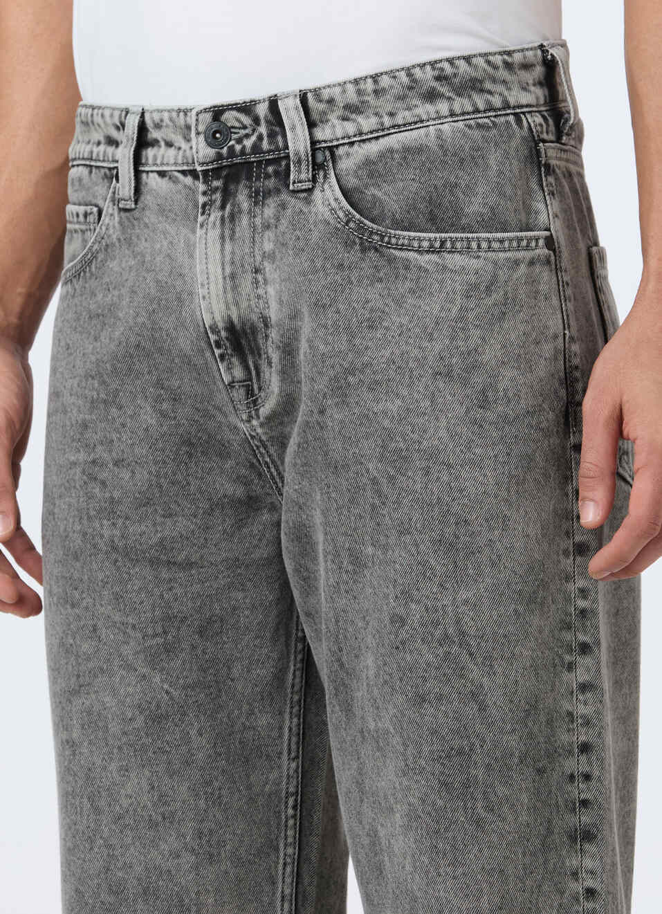 Men Grey Baggy Fit Mid Rise Tapered Jeans, , large image number 4