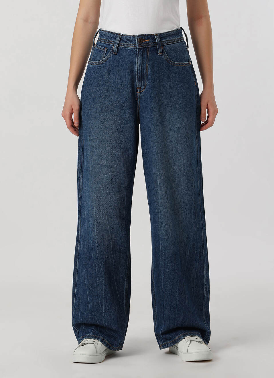 Women Blue Ultra High Rise Wide Leg Jeans, , large image number 1