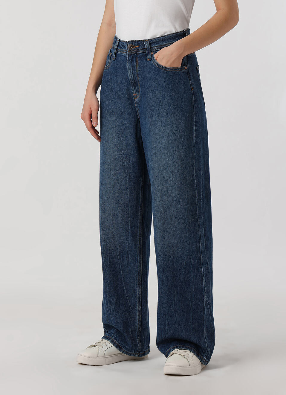 Women Blue Ultra High Rise Wide Leg Jeans, , large image number 3