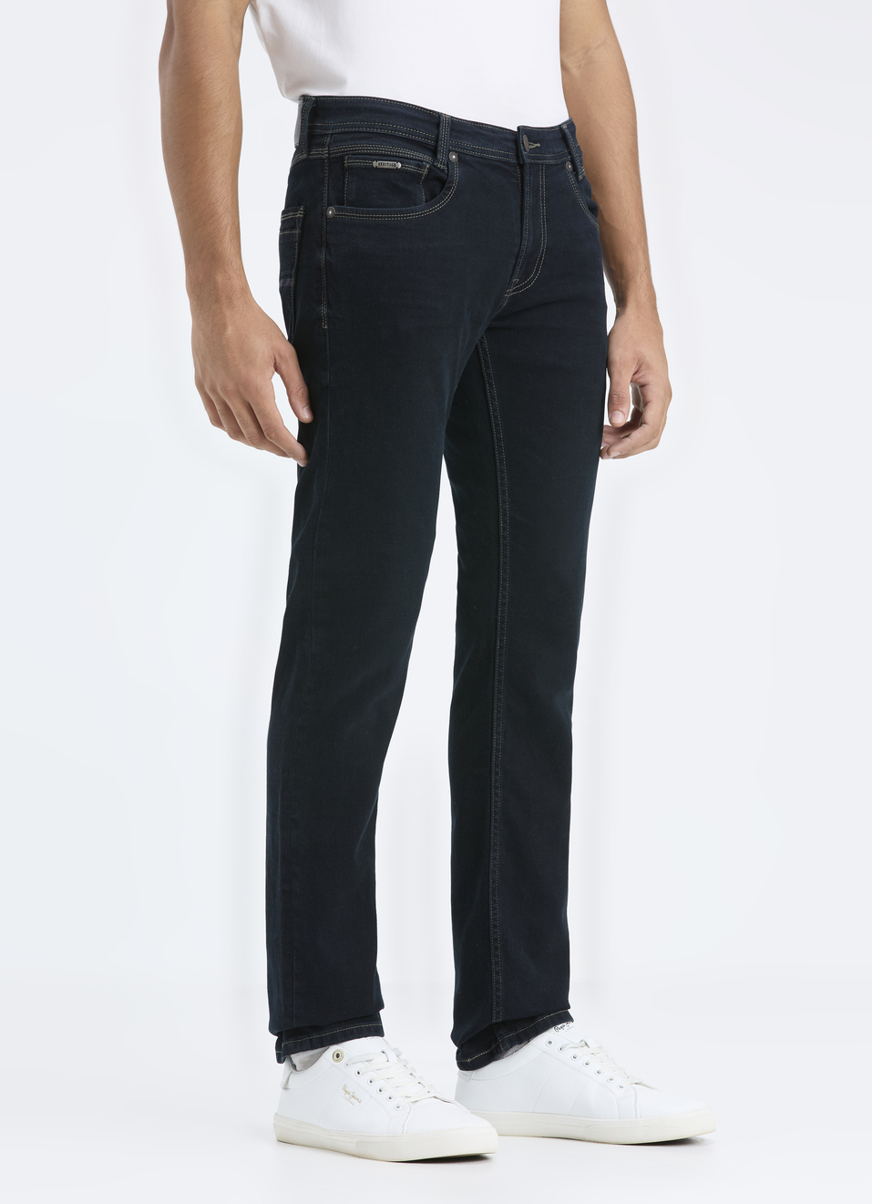 Men Black Mid Rise Slim Fit Stretchable Jeans, , large image number 3