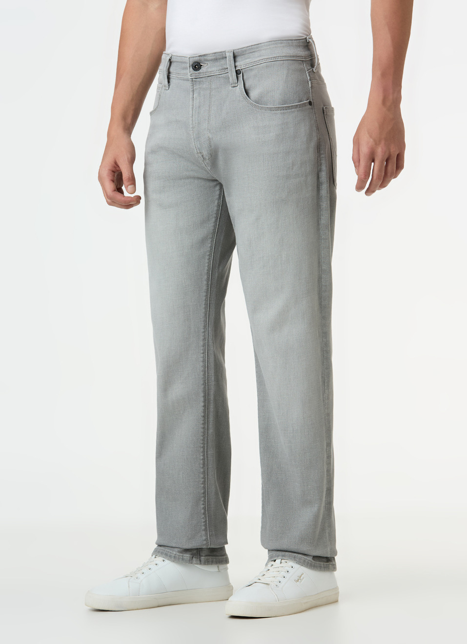 Men Light Grey Mid Rise Straight Fit Stretchable Jeans, , large image number 3