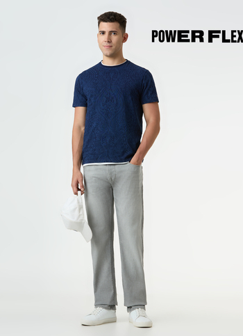 Men Light Grey Mid Rise Straight Fit Stretchable Jeans