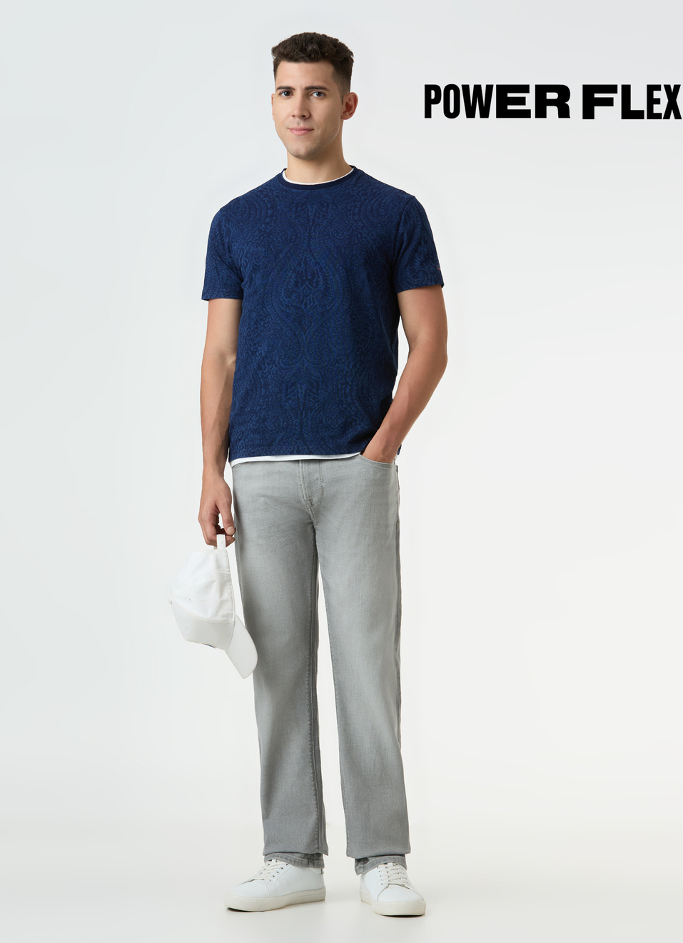 Men Light Grey Mid Rise Straight Fit Stretchable Jeans, , large image number 0