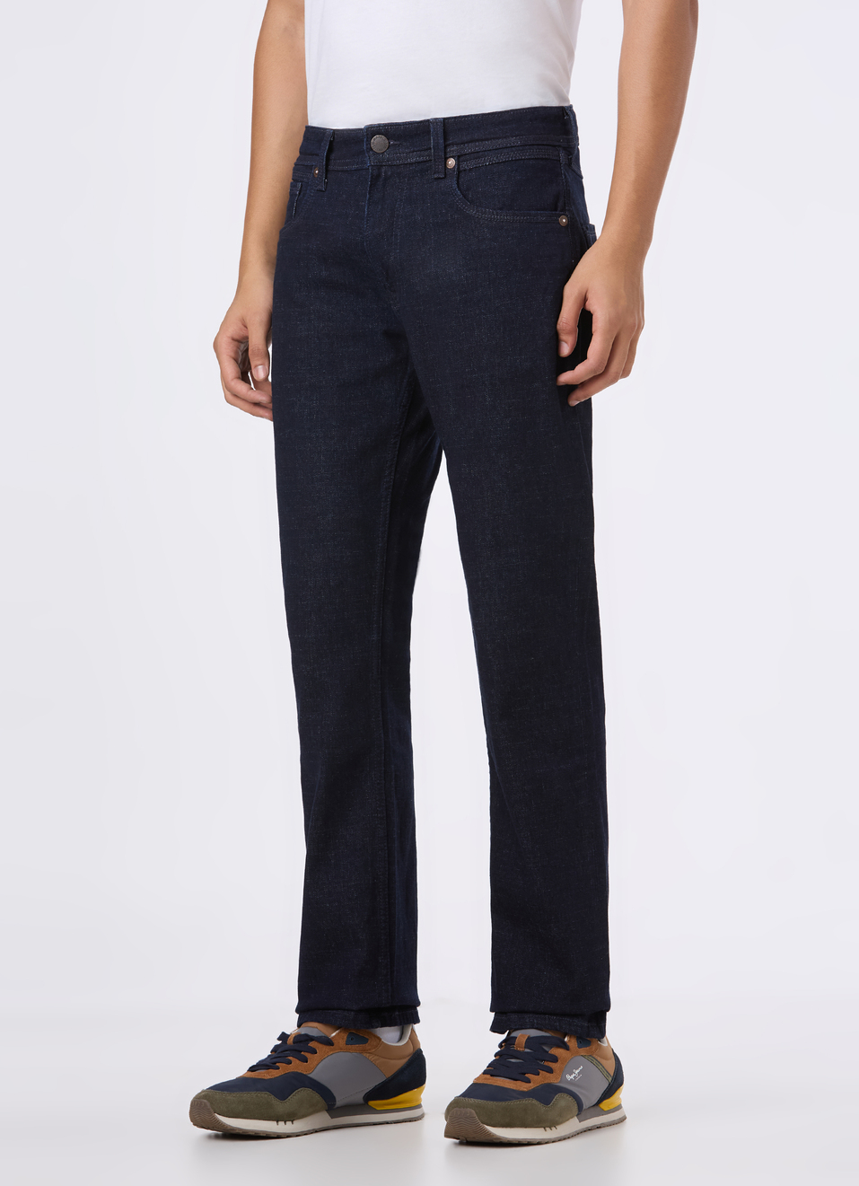 Men Blue Mid Rise Straight Fit Stretchable Jeans, , large image number 3