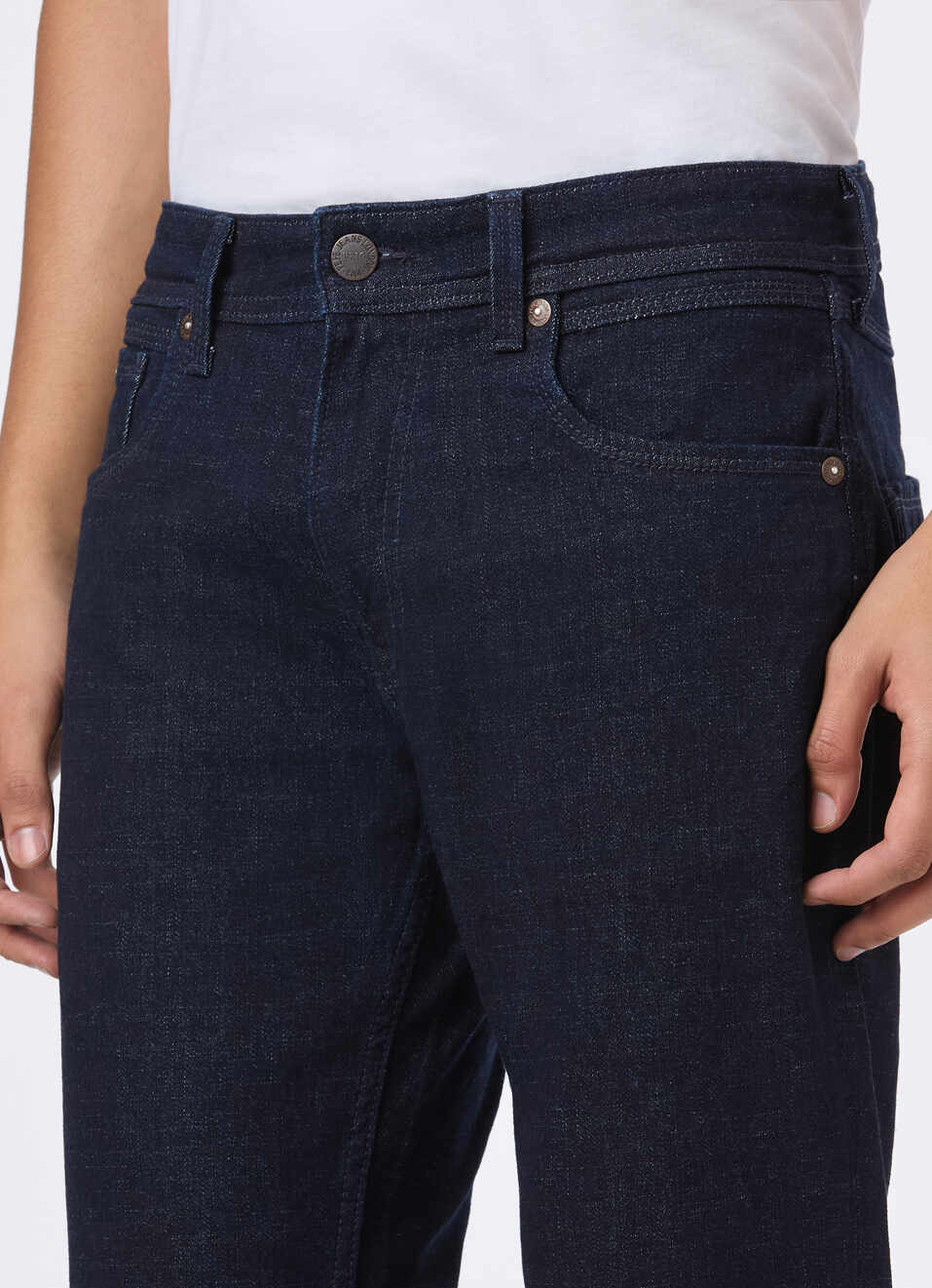 Men Blue Mid Rise Straight Fit Stretchable Jeans, , large image number 4