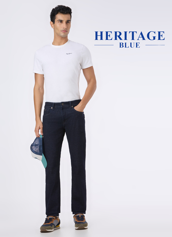 Men Blue Mid Rise Straight Fit Stretchable Jeans