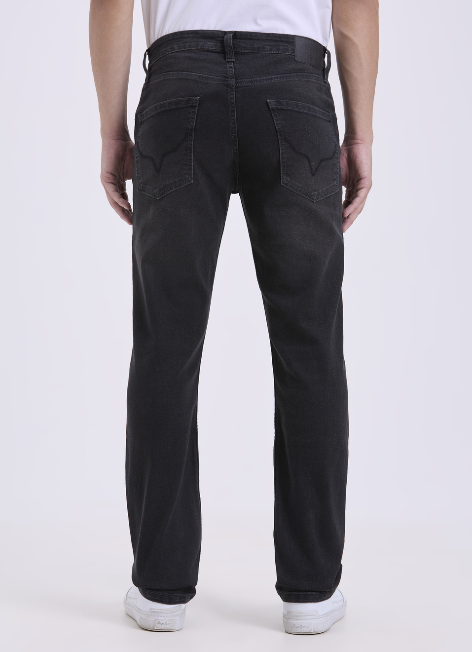 Men Tinted Black Straight Fit Clean Look Stretch Jeans, , large image number 2