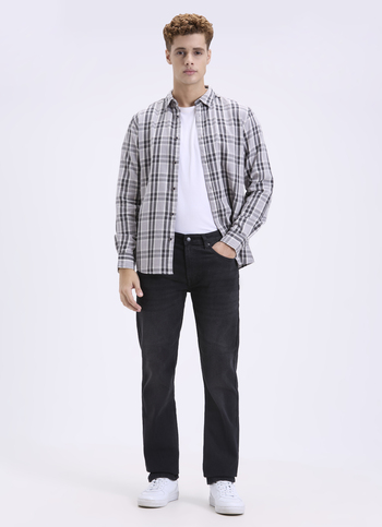Men Black Clean-look Straight Fit Stretch Jeans