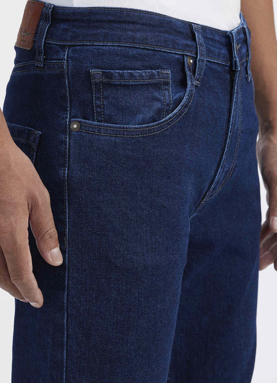 Men Dark Blue Stretch Straight Fit Mid Rise Jeans, , large image number 4