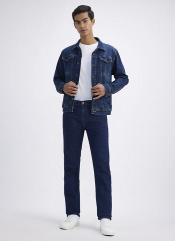 Men Dark Blue Stretch Straight Fit Mid Rise Jeans
