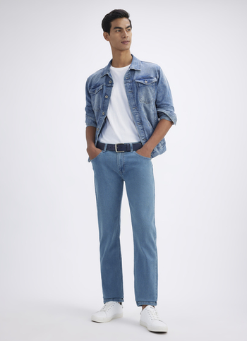 Men Straight Fit Light Blue Mid Rise Jeans
