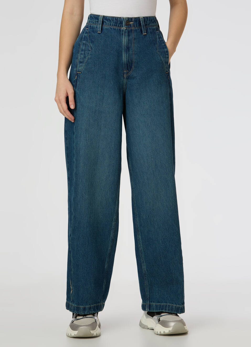 Women Blue Ultra High Rise Wide Leg Jeans, , large image number 1