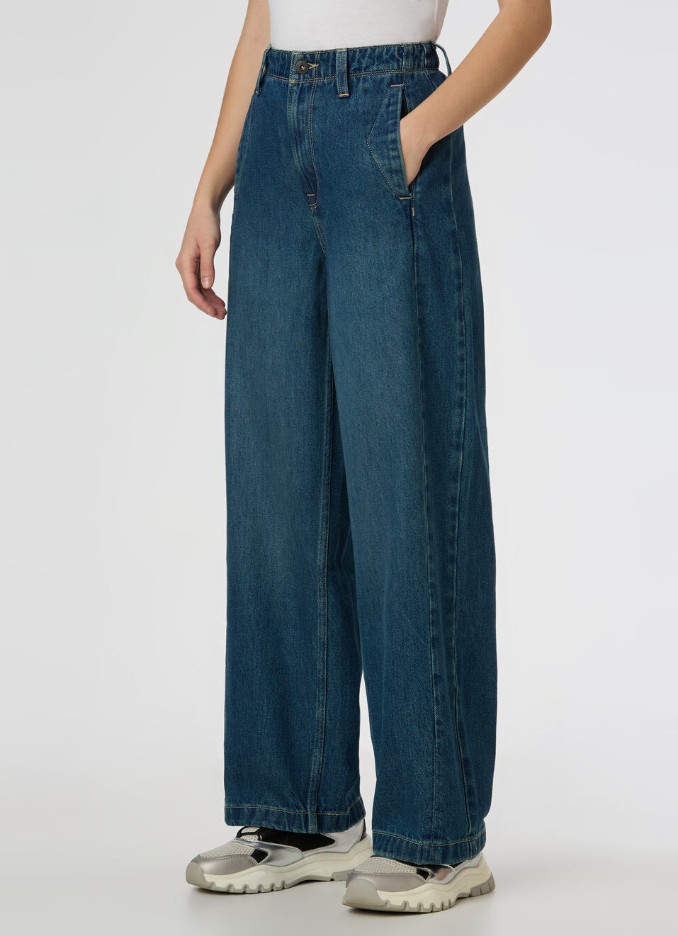 Women Blue Ultra High Rise Wide Leg Jeans, , large image number 3