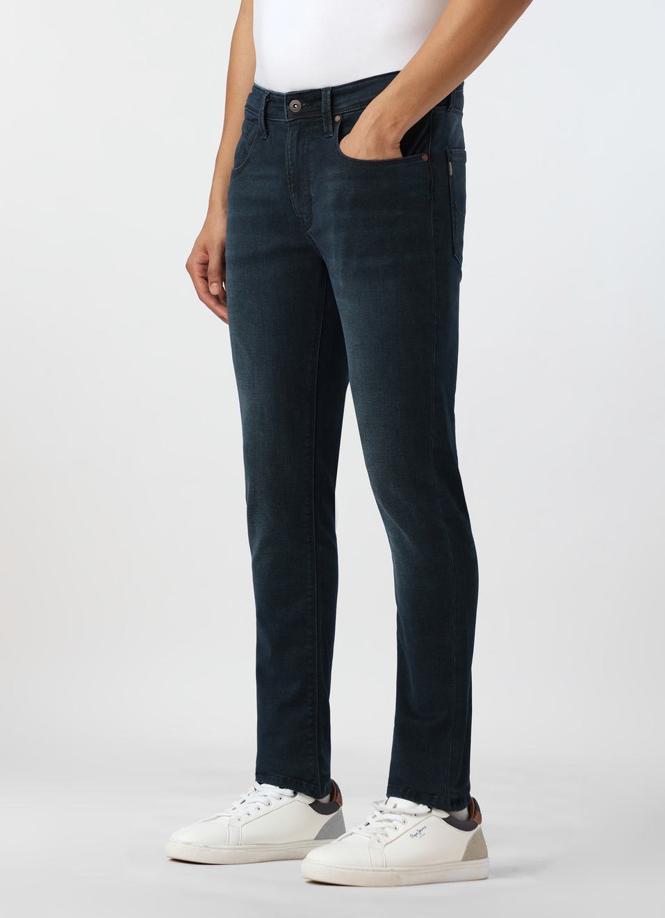 Men Dark Blue Low Rise Slim Fit Stretchable Jeans, , large image number 3