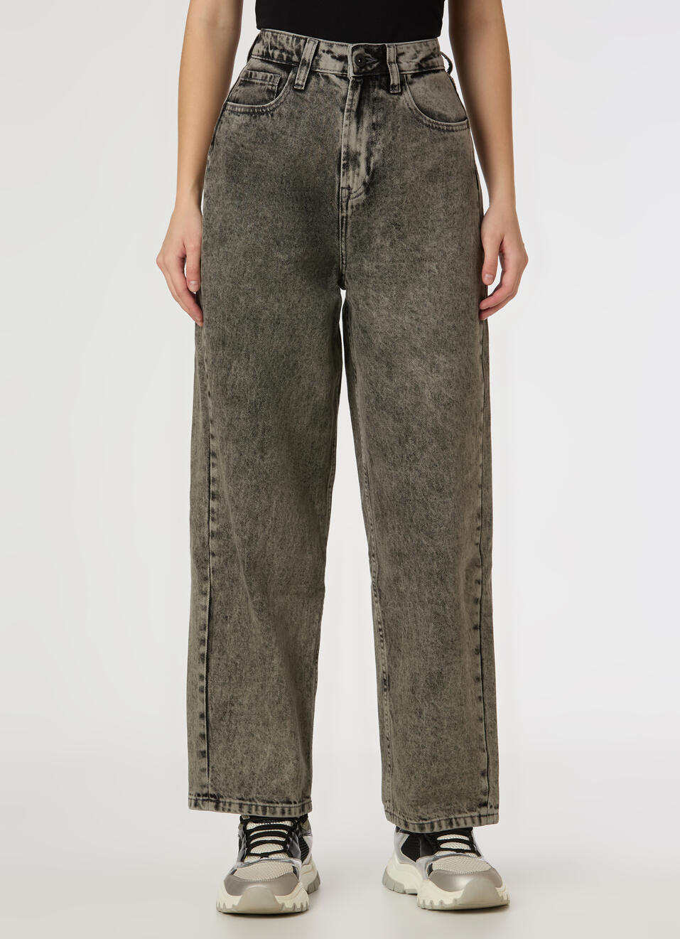 Women Grey High Rise Barrel Fit Jeans, , large image number 1