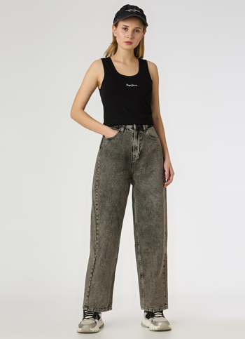 Women Grey High Rise Barrel Fit Jeans