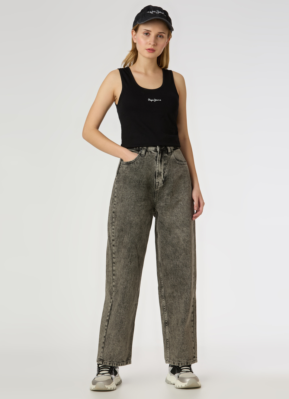 Women Grey High Rise Barrel Fit Jeans, , large image number 0