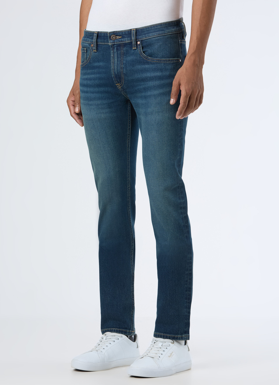 Men Blue Mid Rise Slim Fit Stretchable Jeans, , large image number 3