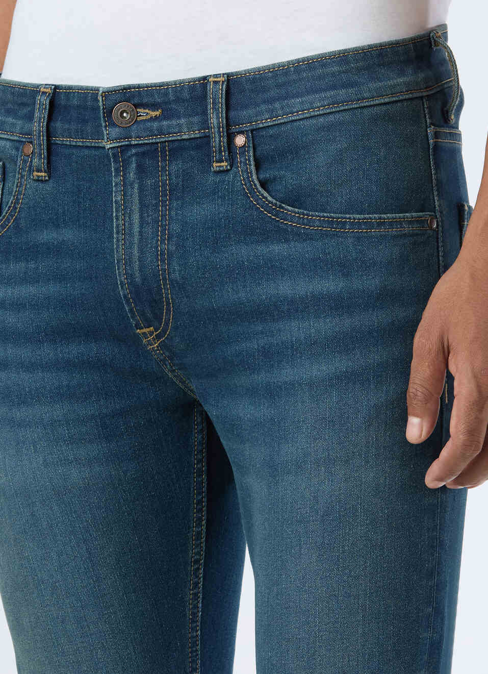 Men Blue Mid Rise Slim Fit Stretchable Jeans, , large image number 4