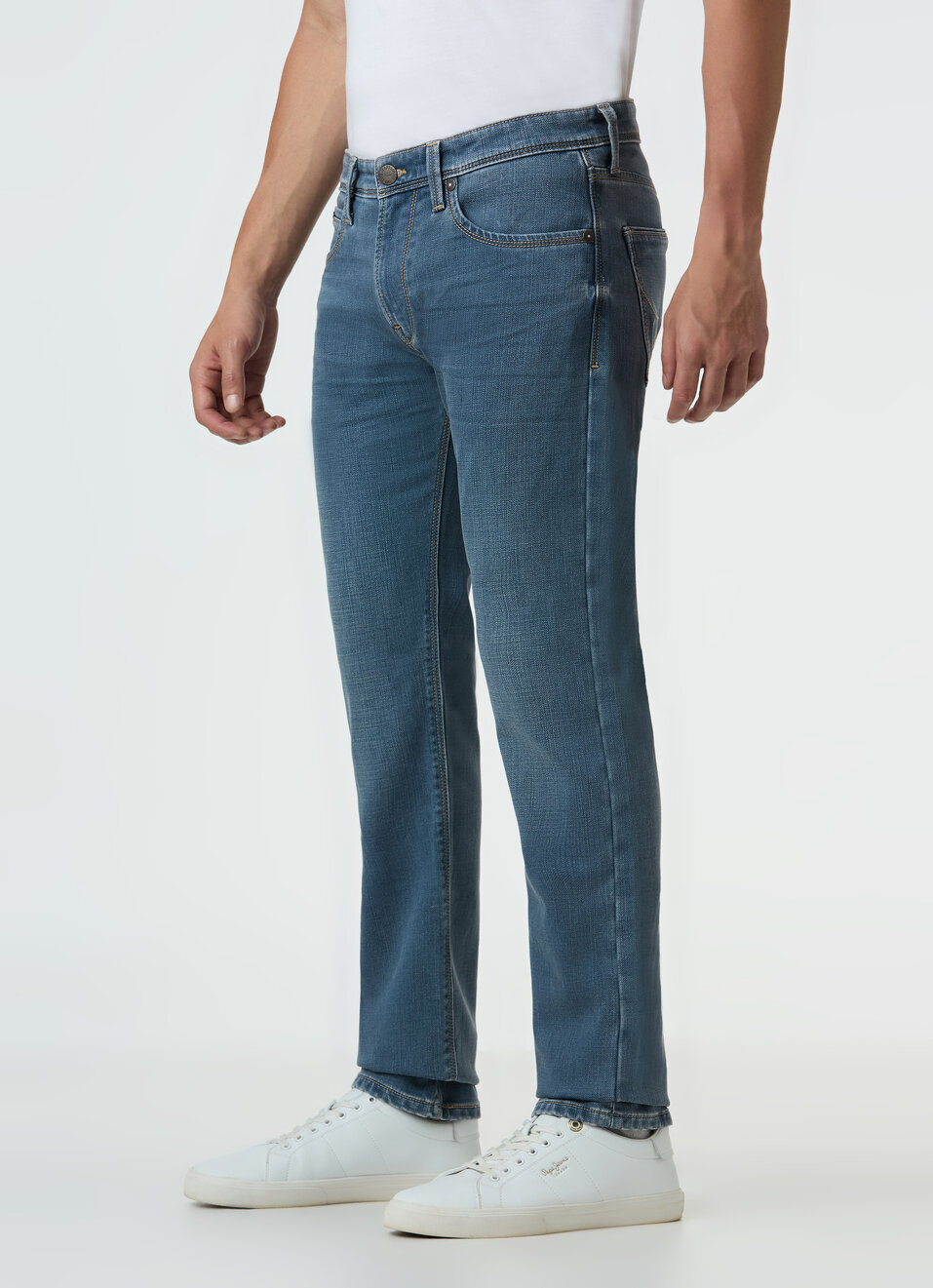 Men Blue Mid Rise Slim Fit Stretchable Jeans, , large image number 3