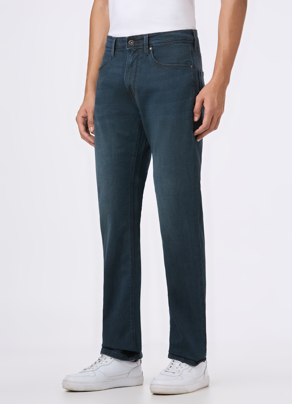 Men Blue Mid Rise Straight Fit Stretchable Jeans, , large image number 3