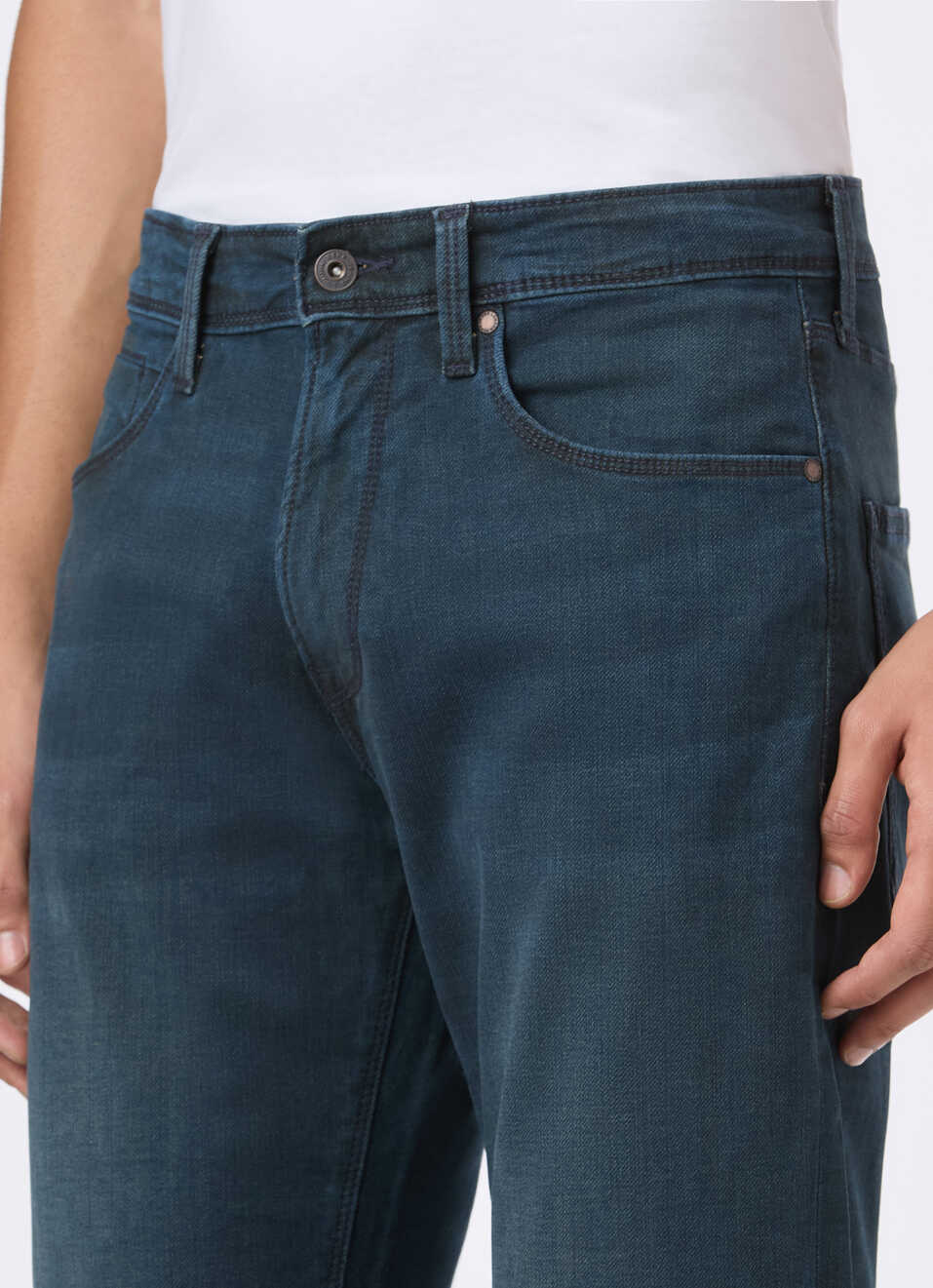 Men Blue Mid Rise Straight Fit Stretchable Jeans, , large image number 4